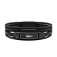 Lacoste Men's Multi-Layer Black Leather & Gunmetal Steel Bracelet