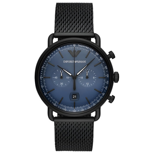 Black stainless steel Aviator Chronograph Men's Watch | AR11201