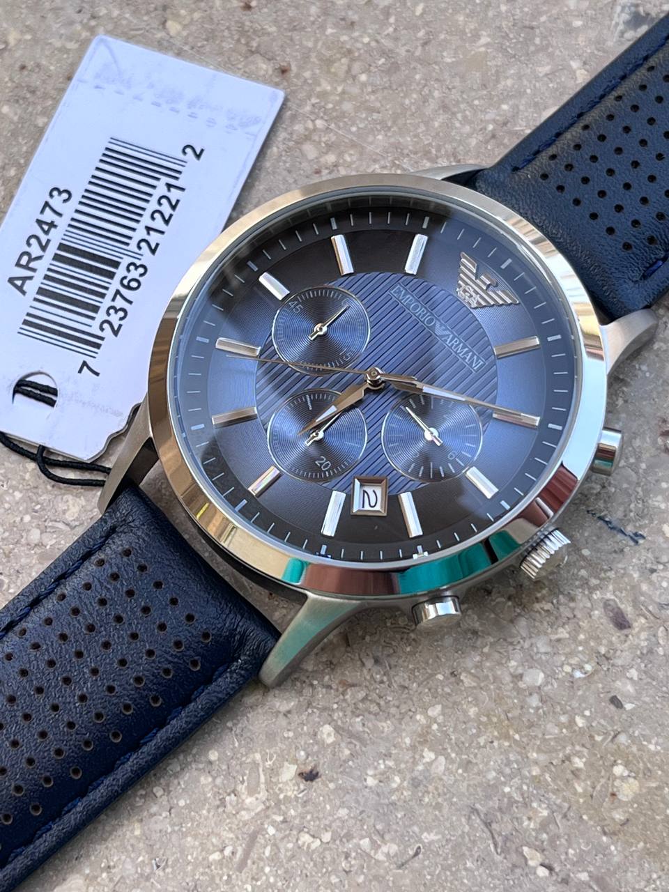 Renato Classic Chronograph Blue Dial Men's Watch - Black Leather strap