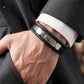 Lacoste Men's Multi-Layer Black Leather & Stainless Steel Bracelet