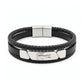 Lacoste Men's Multi-Layer Black Leather & Stainless Steel Bracelet