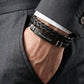 Massimo Dutti Men's Black Double-Strand Leather & Matte Black Steel Bracelet
