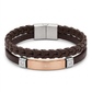 Tommy Hilfiger Double-Strand Brown Leather & Rose Gold Steel Bracelet