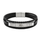 Authentic Lacoste Layered Black Leather & Steel Men's Bracelet