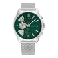 Tommy Hilfiger Baker 1710647 green skeleton dial mesh watch - front