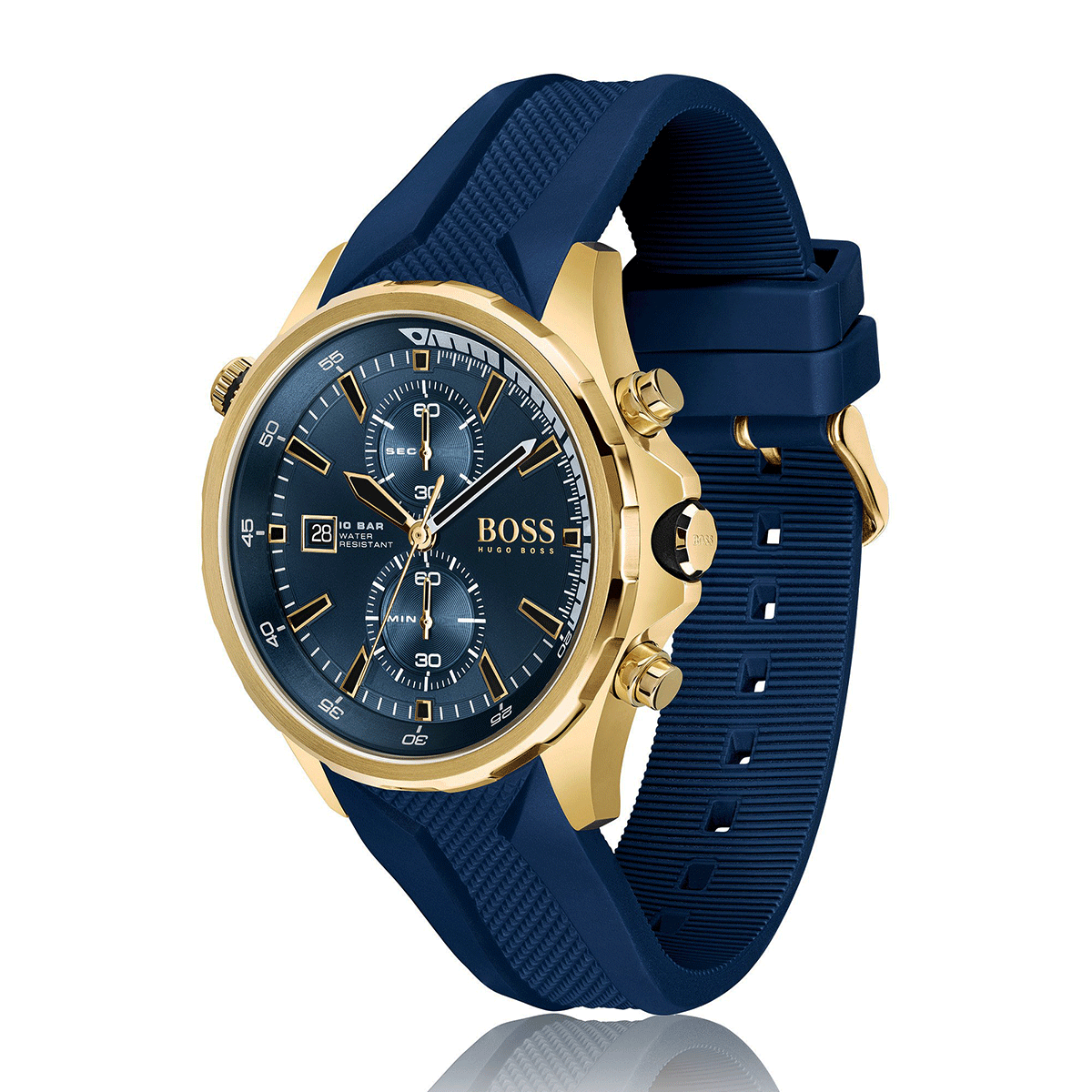 Men's Chronograph Watch With blue Silicone Strap