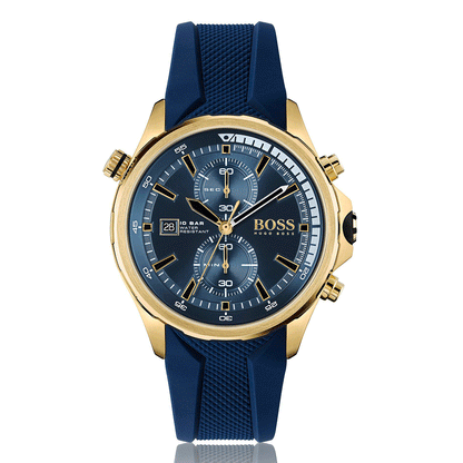 Men's Chronograph Watch With blue Silicone Strap