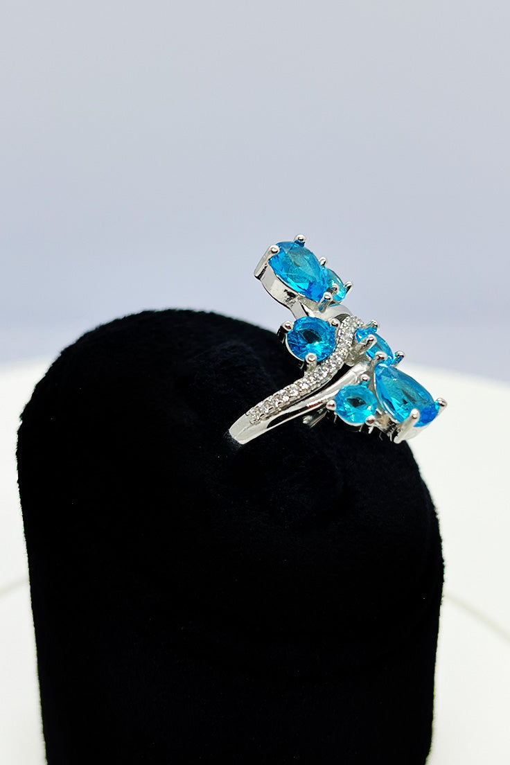 Sky blue silver ring