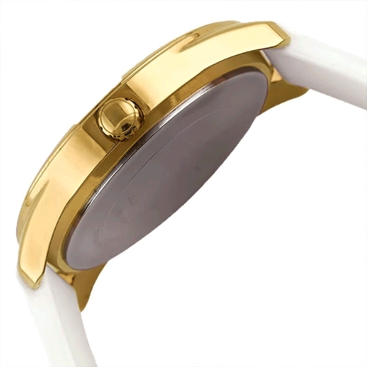 ساعة جيس النسائية بهيكل ذهبي وحزام مطاطي W0911L7