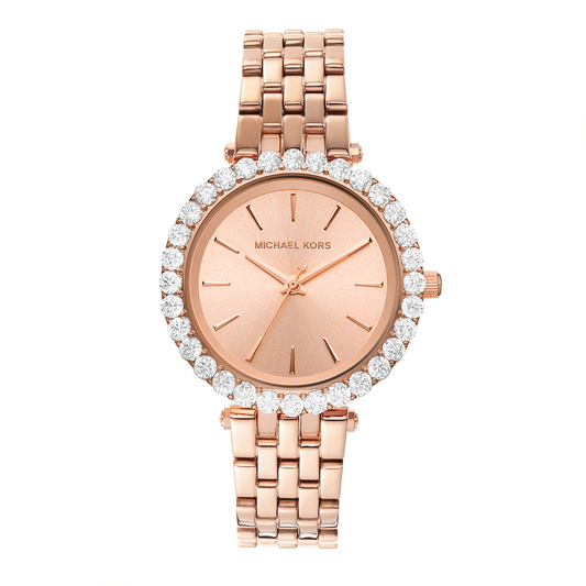 Michael Kors Stainless Steel Stone Embellished Bezel Watch for Women