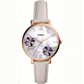 Fossil Leather Floral-Dial Round Analog women watch