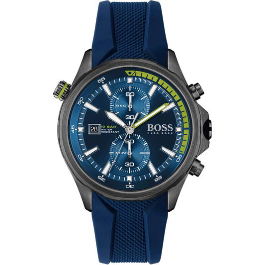 Men's Chronograph Watch With blue Silicone Strap