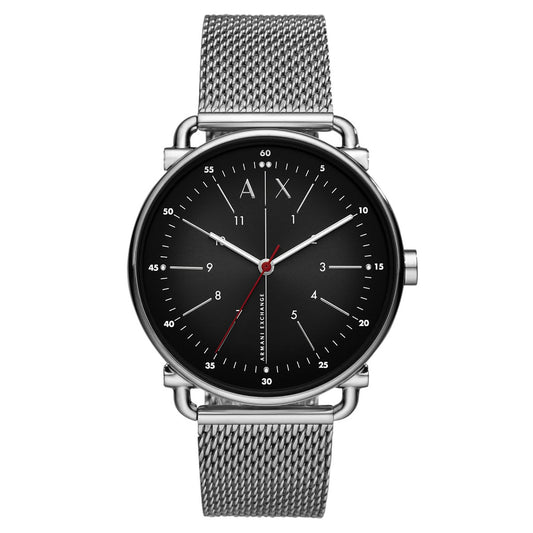 Unique black dial Men's wrist watch with Stainless steel strap