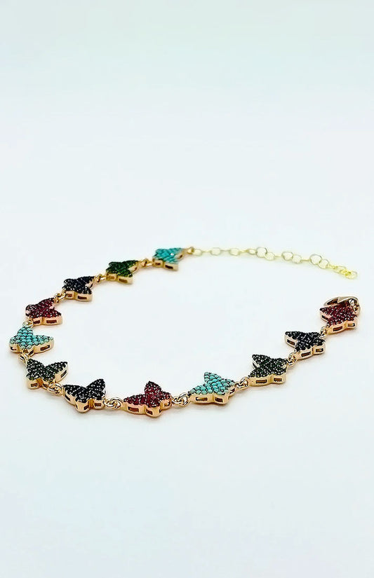 Rose gold butterfly multi colors bracelet