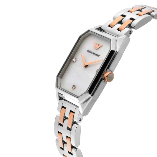 ساعة جيويا للسيدات باللون الفضي والذهبي الوردي