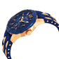 Elegant men watch with blue dial and two colored strap