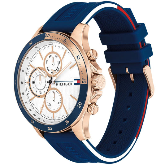 Tommy Hilfiger golden frame with blue rubber strap