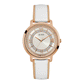 GUESS Ladies rose gold watch with white leather strap W0934L1