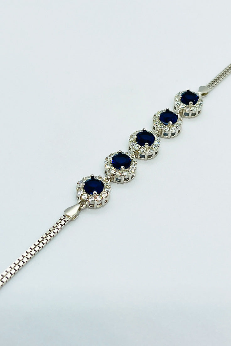 Five blue zircon stones bracelet