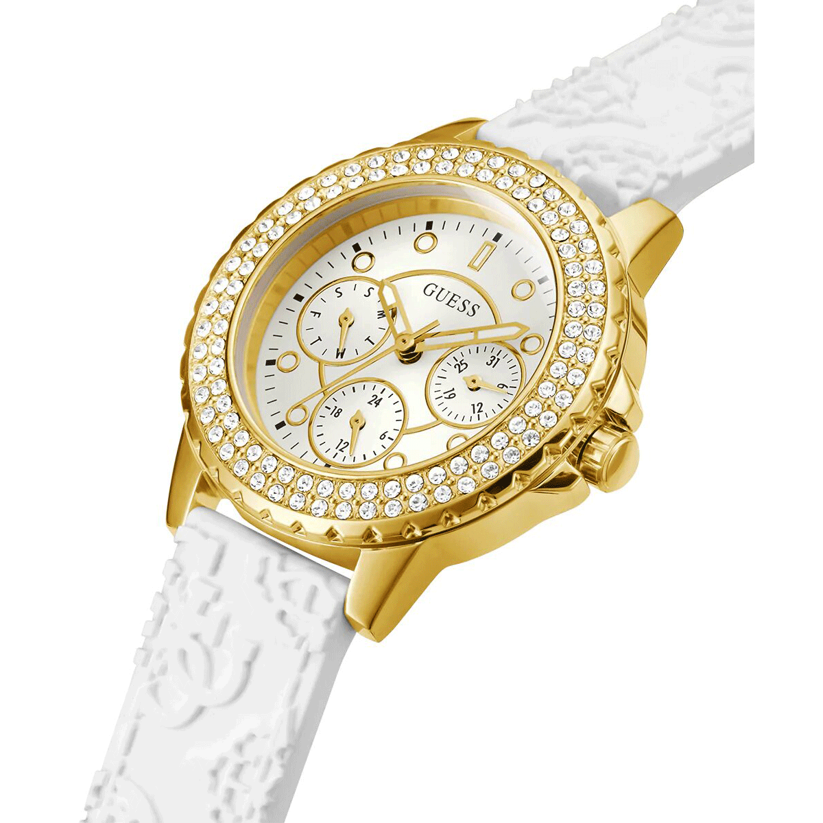 Crown Jewel White Ladies Chronograph Watch