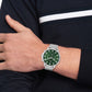 Elegant men's watch with green dial and mesh bracelet