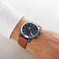 Elegant men's Fossil with blue dial and leather strap