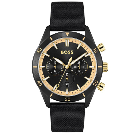 BOSS Chronograph Santiago Men's Watch Golden frame