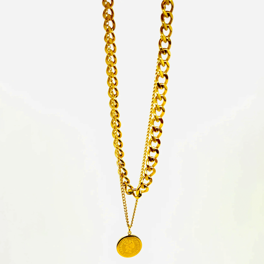 Wide Chain with gold coin