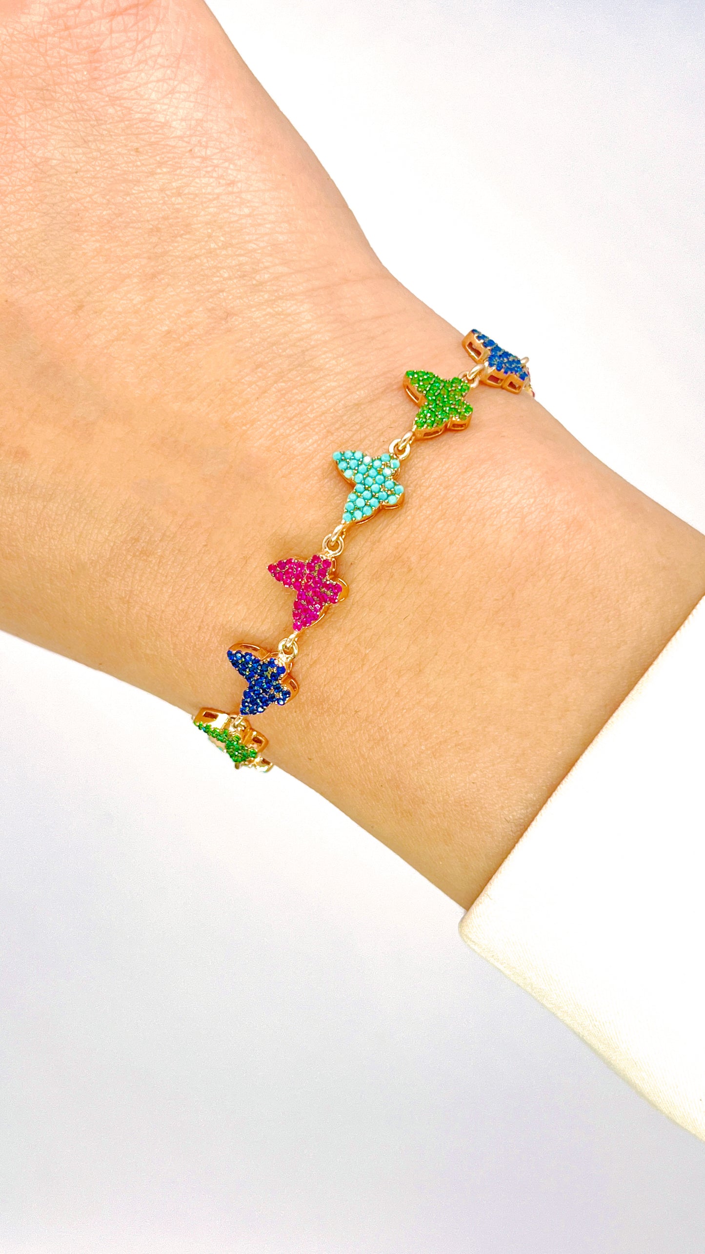 Rose gold butterfly multi colors bracelet