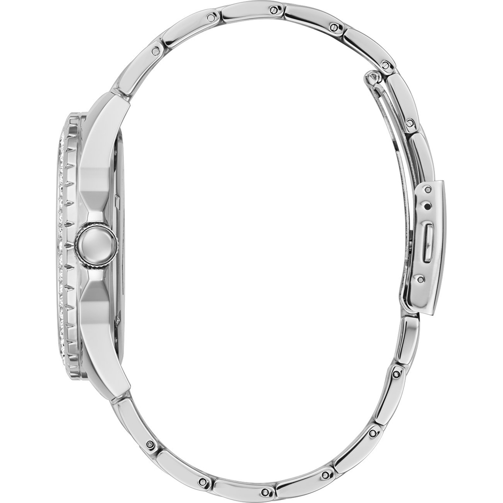 Guess Dial Silver women watch with circle frame of stones