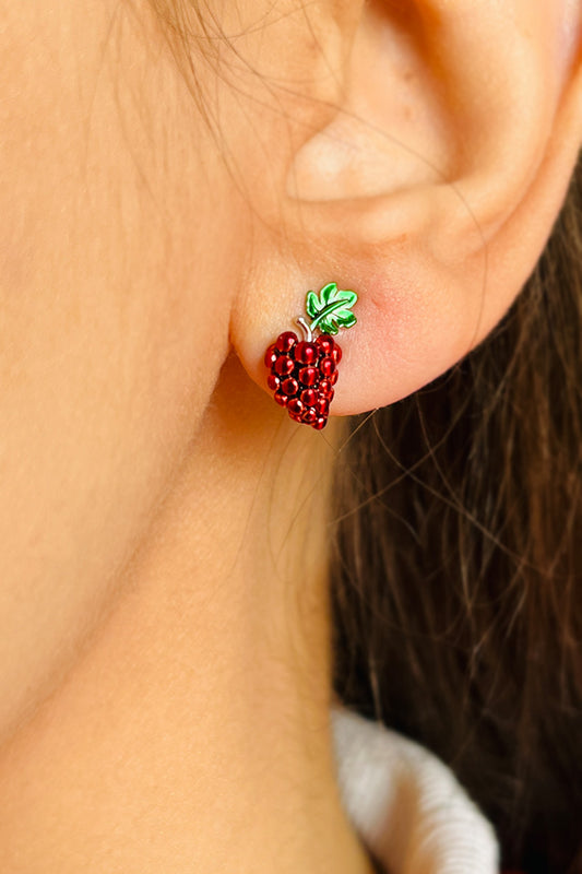 Red grape earring Italy silver