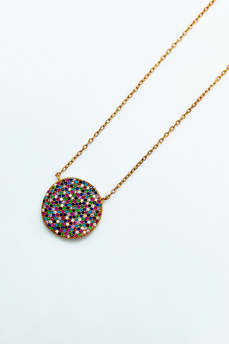 Circled multi-colors stones women necklace