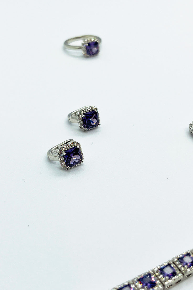 Purple set with square zircon stones