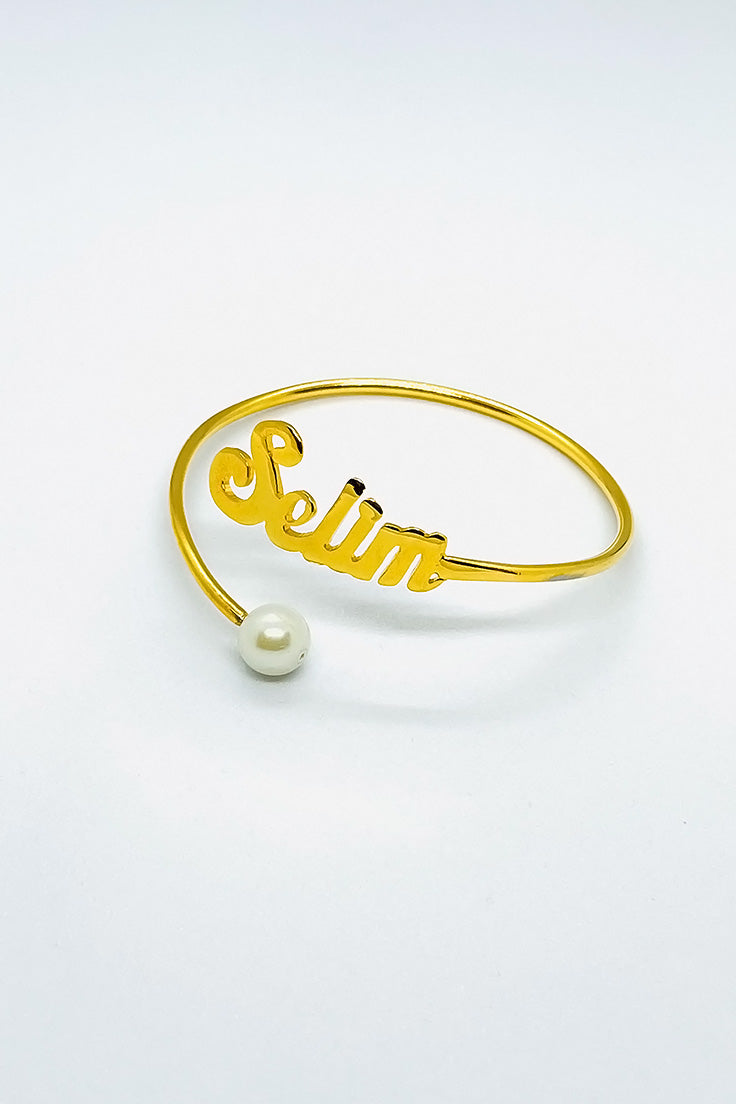 Custom Name Bracelet with pearl silver bracelet