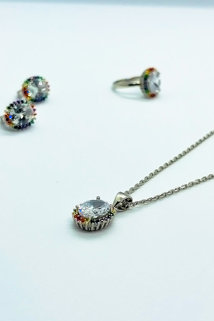 Silver with colorful stones set