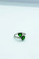 Two green hearts silver ring